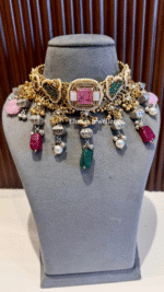 Ruhaniyat Necklace With Earrings-Pink - Image 4