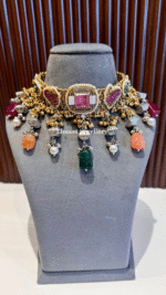 Ruhaniyat Necklace With Earrings-Pink - Image 2