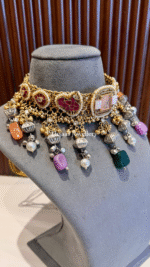 Ruhaniyat Necklace with Earrings-Peach - Image 3