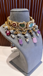 Ruhaniyat Necklace With Earrings-Mint Green - Image 3