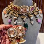 Ruhaniyat Necklace with Earrings-Peach